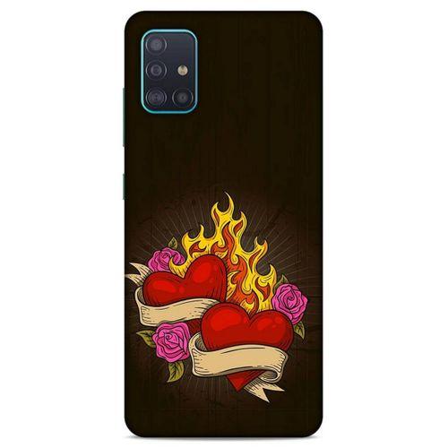Lopard Samsung Galaxy A51 Uyumlu Kılıf Tattoo's (14) Lansman Kılıf Çift Kalp