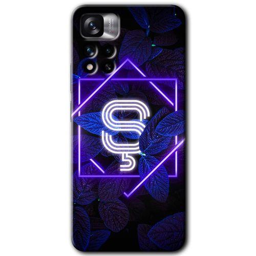 Redmi Note 11 Pro Plus 5G Kılıf HD Desen Baskılı Arka Kapak - Dark Neon Yaprak Ş Harfi + Kırılmaz Cam