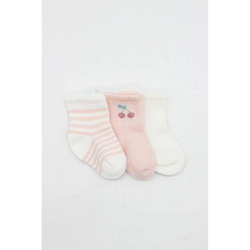 Cherry Girl 3'lü Penye Soket Çorap 10138 Ekru