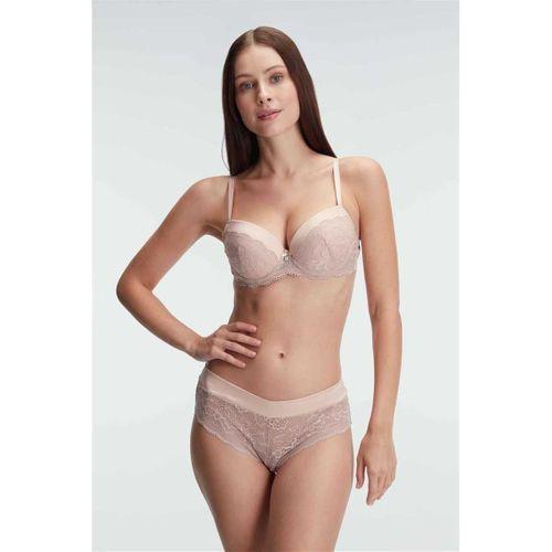Destekli Balenli Kaplı Dantel Detaylı Sütyen Slip İç Çamaşırı Takımı