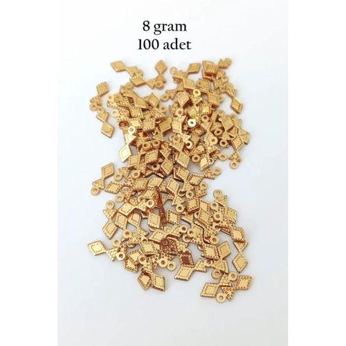 Oya Abiye Bileklik Kolye Pleksi Metalik Plastik Pul Altın Renk 8 gram 100 adet - BNC476