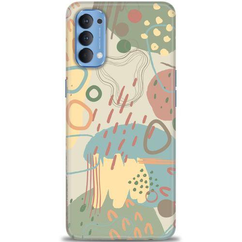 Oppo Reno 4 Kılıf HD Baskılı Kılıf - Renkli Tuval + Tam Ekran Koruyucu