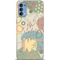 Oppo Reno 4 Kılıf HD Baskılı Kılıf - Renkli Tuval + Tam Ekran Koruyucu