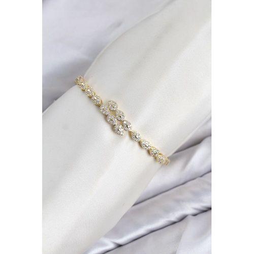 CM Damla Model Zirkon Taşlı VIP Seri Gold Renk Pirinç Kadın Bileklik