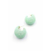 Taşlı Halka Küpe - Yeşil