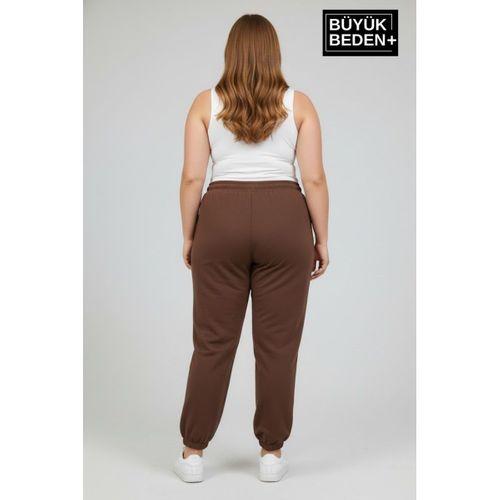 Kadın Büyük Beden Paça Lastikli İki İplik Rahat Kalıp ince Eşofman Altı SPR26BEAK951