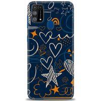 Samsung Galaxy M31 Kılıf HD Baskılı Kılıf - Notalar ve Kalpler + Tam Ekran Koruyucu