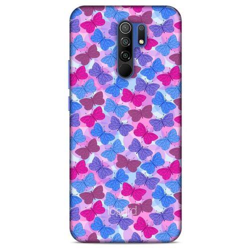 Xiaomi Redmi 9 Kılıf Kelebek Etkisi (21) Koruyucu Kapak Yeşil Kırmızı