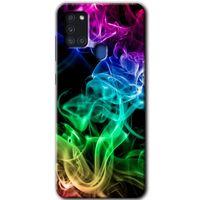 Samsung Galaxy A21s HD Baskılı Kılıf + 9D Tam Ekran Koruyucu - Smoke Colorful