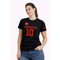 TÜRKİYE Ay Yıldız Baskılı 10 Numara Forma Tişört Taraftar T-Shirt - Siyah
