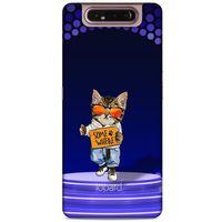 Samsung Galaxy A80 Kılıf FunnyMaX (42) Rugged Armor Kılıf Kedili Mor