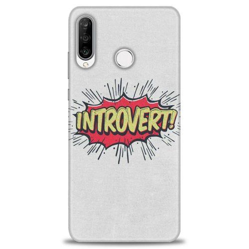 Huawei P30 Lite Kılıf HD Baskılı Kılıf - Introvert! + Tam Ekran Koruyucu