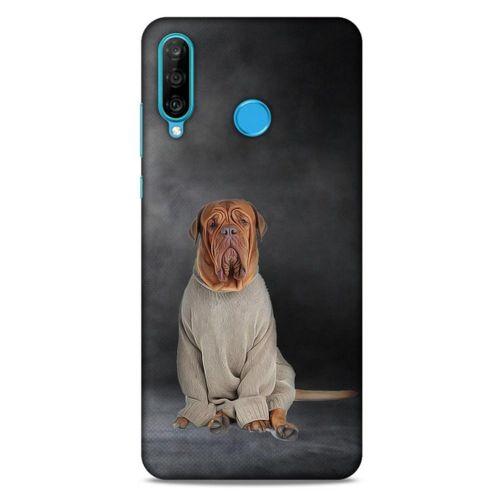Huawei P30 Lite Kılıf Köpek Kıyafetleri (29) Arka Koruma Kılıfı Fransız Mastifi Kazak