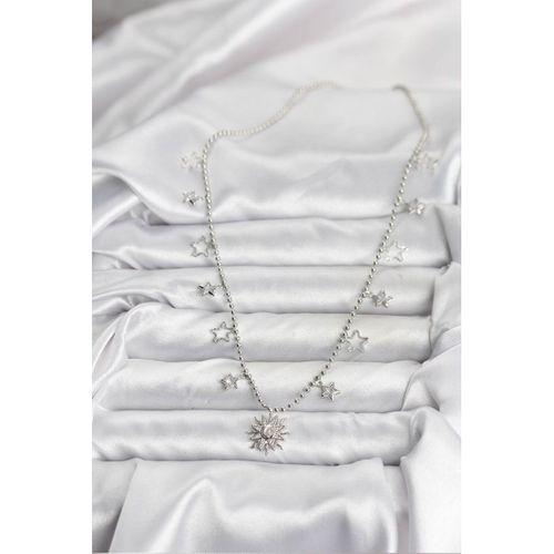 Pirinç Gümüş Renk Güneş Model Kadın Kolye - TJ-BKO10655