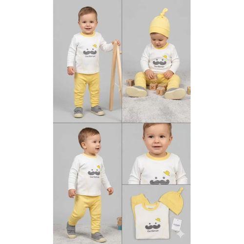 3/12 Ay Gentilmen Baskılı 3 Parça Bebek Takımı