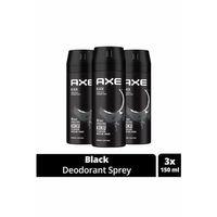 3 Adet Axe Erkek Deodorant & Bodyspray Black 48 Saat Etkileyici Koku Vücut Spreyi 150 ml