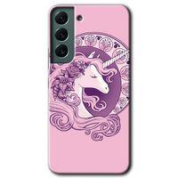 Galaxy S22 Kılıf HD Desen Baskılı Arka Kapak - Unicorn-Pembe