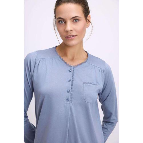 Modal Uzun Kollu Düğmeli Gecelik