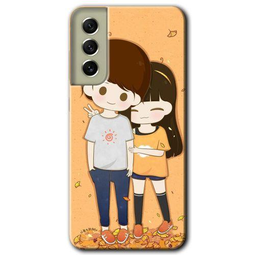 Samsung Galaxy S21 FE Kılıf Baskılı Kapak - Şıpsevdi Çift +Tam Kaplayan Mat Seramik