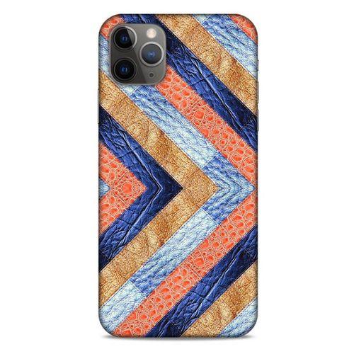 Apple Iphone 11 Pro Max Kılıf Patchwork (3) Kapak Lacivert Turuncu