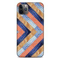 Apple Iphone 11 Pro Max Kılıf Patchwork (3) Kapak Lacivert Turuncu