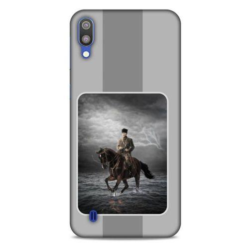 Samsung Galaxy M10 Kılıf Atatürk (39) Liquid Crystal Kılıf Gri Şerit