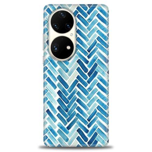 Huawei P50 Pro Kılıf HD Baskılı Kılıf - Mavi Çizgiler + Tam Ekran Koruyucu
