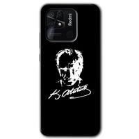Redmi 10C Kılıf HD Desen Baskılı Arka Kapak - Atatürk Silüet İmza + Kırılmaz Cam
