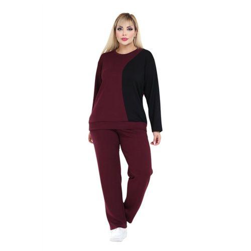 Melsay Butik Bordo Siyah Renk Bloklu Modal Kadın Eşofman Takımı