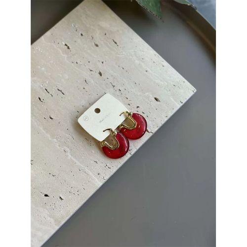 Taşlı Küpe - Kırmızı