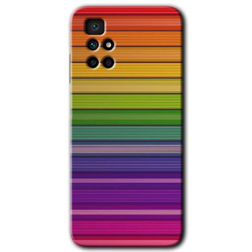 Redmi 10 Kılıf HD Desen Baskılı Arka Kapak - Colorful Lines + Kırılmaz Cam