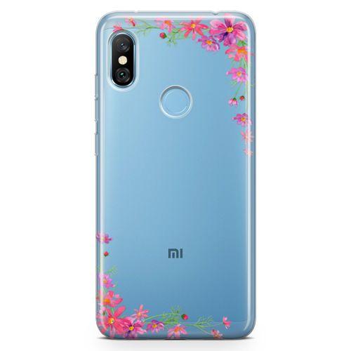 Xiaomi Redmi Note 6 Pro Kılıf Akdeniz Çiçekleri Arka Kapak Koruma Desenli Full Koruyucu