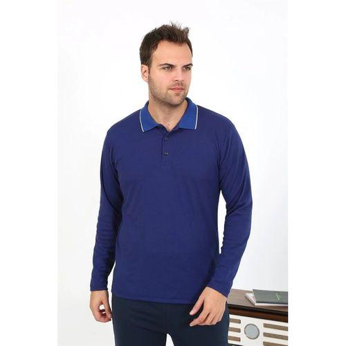 Erkek Polo Yaka Uzun Kol Penye Pijama Takımı Lacivert