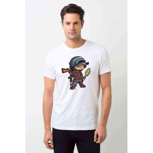 Pubg Animasyon Baskılı Beyaz Erkek Tshirt