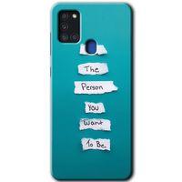 MRCİLETİSİM Samsung Galaxy A21s Kılıf Kapak - Want You +Hayalet Ekran Yandan Gözükmez