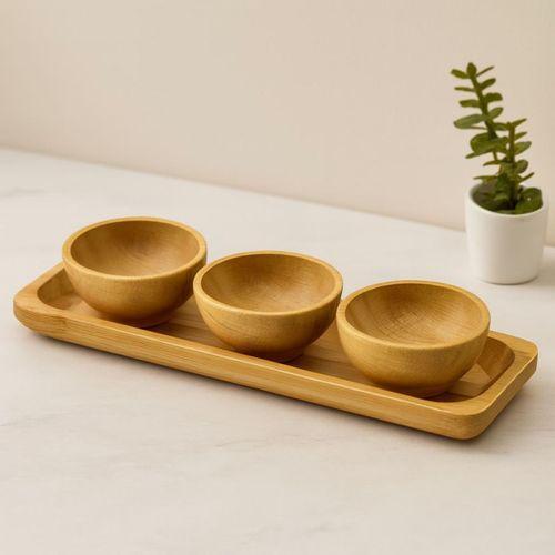 Bambu Lokumluk ve Çerezlik Seti 3'lü Sunum Tepsili (6 cm)