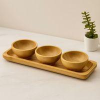 Bambu Lokumluk ve Çerezlik Seti 3'lü Sunum Tepsili (6 cm)