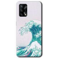 Oppo A74 Kılıf Baskılı Kapak - Dalga + 5D Tam Kaplayan Cam