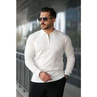 Erkek örgü Desen Fermuar Yaka Uzun Kollu Triko