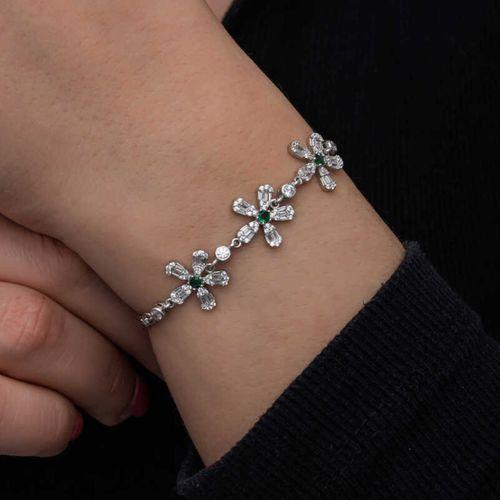 Lucky Life 925 Ayar Gumuss Baget Çiçek Desenli Lucky Life Lucky Life Kadın Bileklik