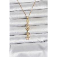 316L Çelik Gold Renk Şans Kolyesi Y Model Zirkon Taşlı Kadın Kolye