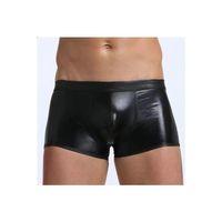 Fantezi Deri Görünümlü Seksi Siyah Erkek Boxer - Fantezi Tanga