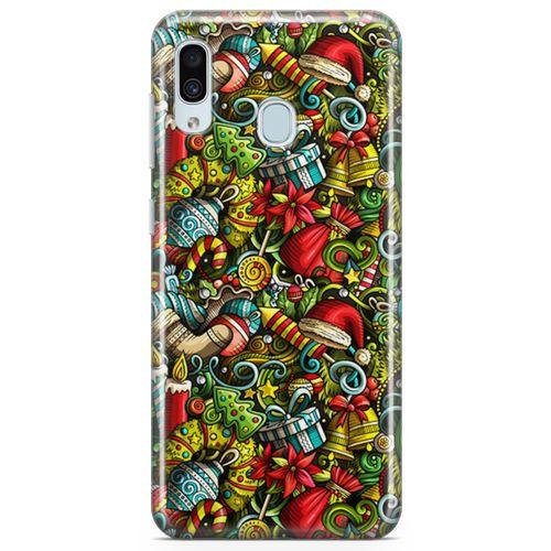 Samsung Galaxy A20 Kılıf Mery Christmas Doodle Arka Kapak Koruma Desenli Full Koruyucu