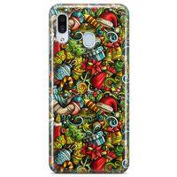 Samsung Galaxy A20 Kılıf Mery Christmas Doodle Arka Kapak Koruma Desenli Full Koruyucu