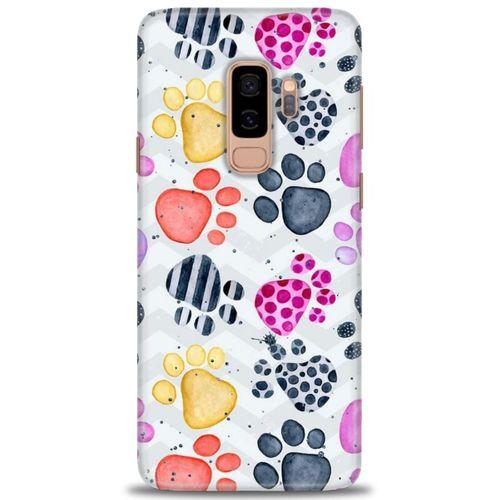 Samsung Galaxy S9 Plus Kılıf HD Baskılı Kılıf - Renkli Patiler + Tam Ekran Koruyucu
