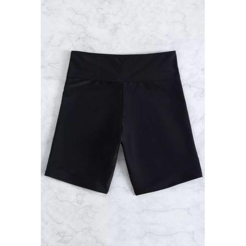 Kadın Siyah Önden Bağcıklı Deniz Şortu