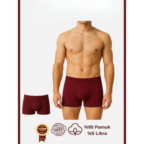 Pamuklu Düz Bordo Renk Erkek Boxer