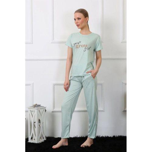 Kadın Kısa Kol Pijama Takım Su Yeşili