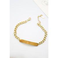 Plaka Zincir Bileklik - Altın