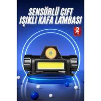 Ledli Şarjlı Kafa Lambası Led Şarjlı Su Geçirmez Kafa Feneri